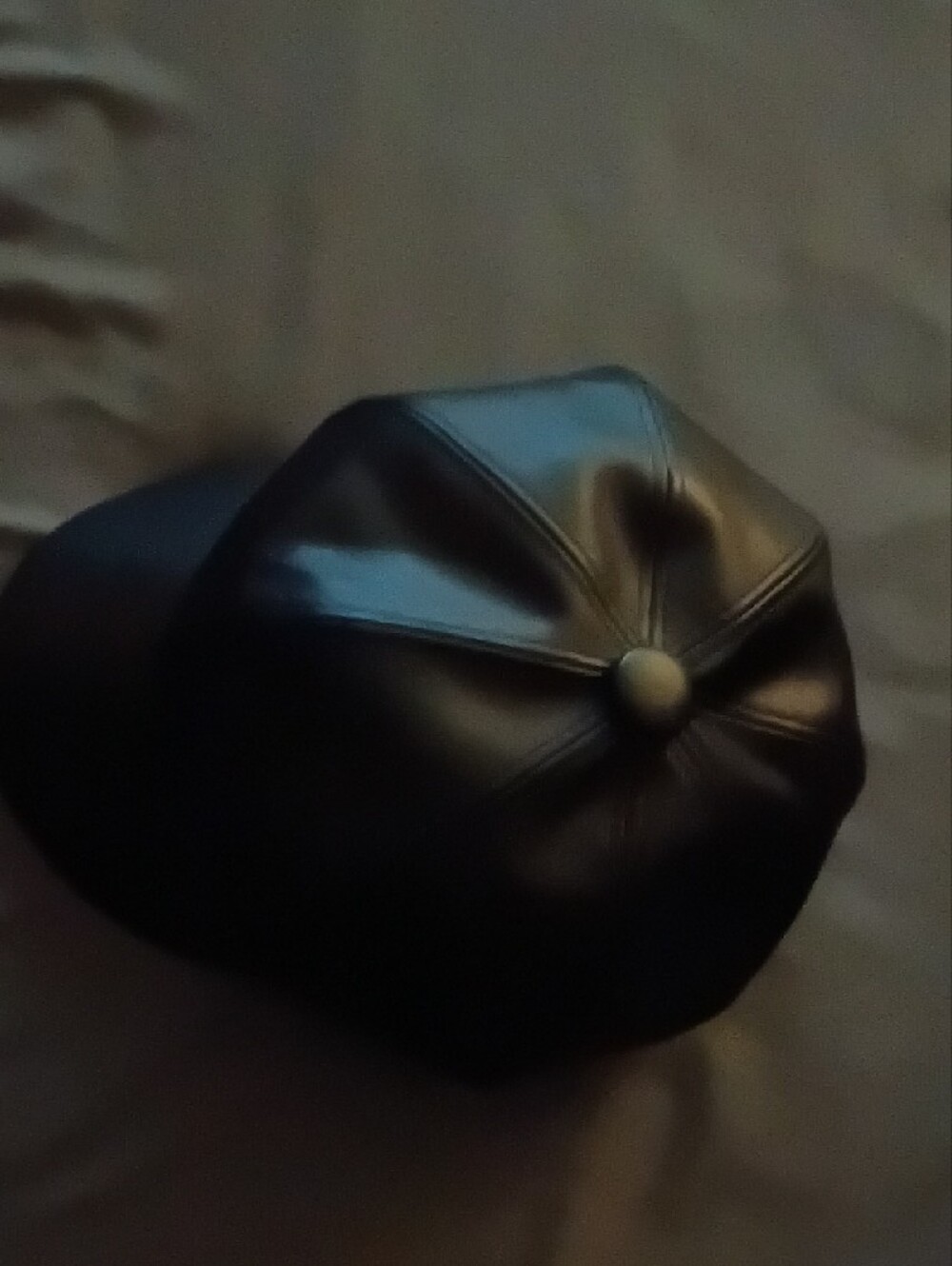 Black Faux Leather Newsboy Cap - Picture 2 of 3